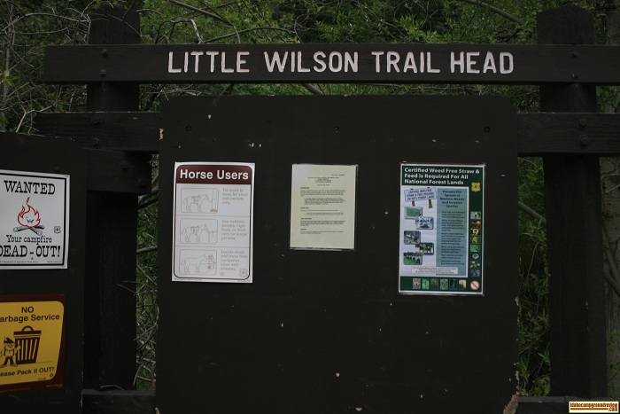 Litlle Wilson Creek Trailhead sign