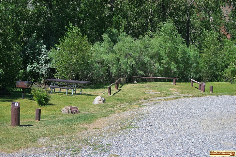 This is a view of a typical RV camping site in Bayhorse Recreation Site.
