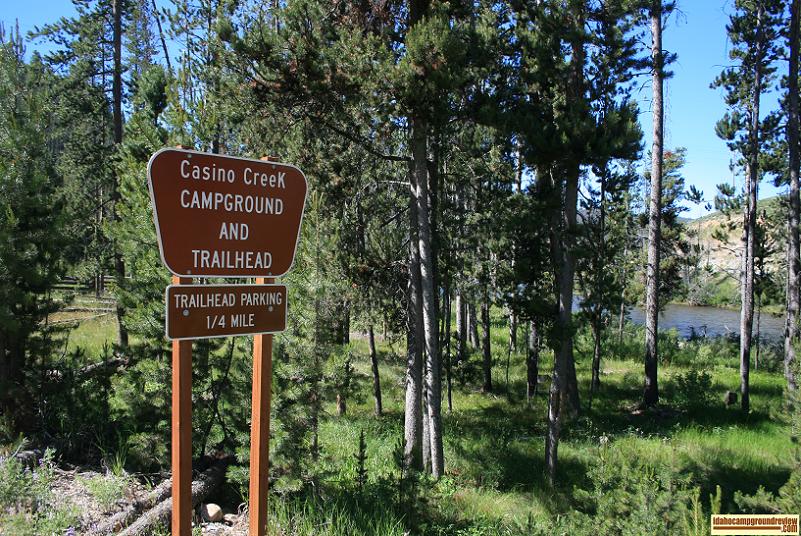 Entrance to Casino Creek Campground on the Salmon River NE of Stanley, Idaho.