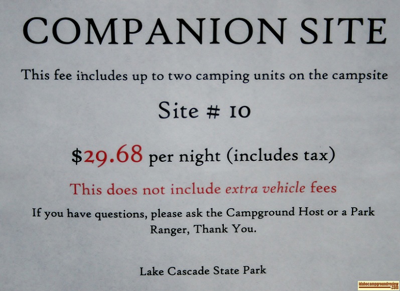 Fee information sign in Crown Point Campground.