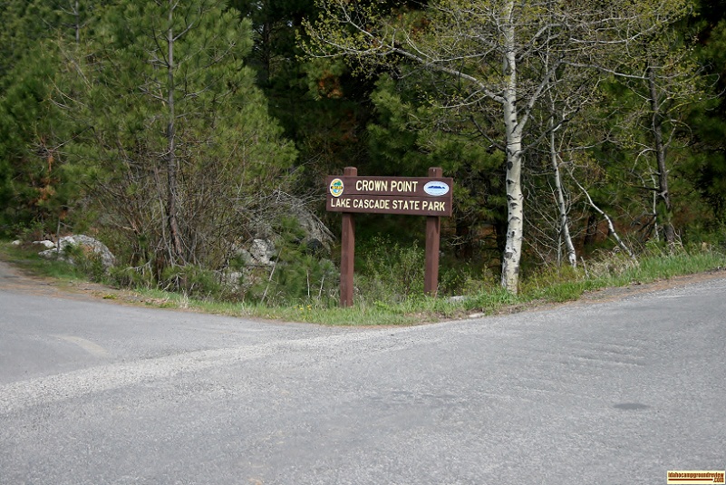 Entrance to Crown Point Campground, part of Lake Cascade State Park.