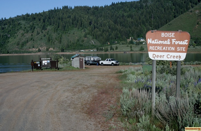 Deer Creek Recreation Site entrance, for those who love camping in Idaho.