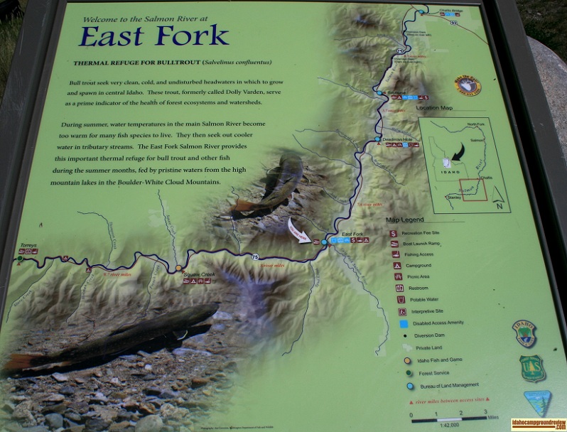 Map of points of interest near East Fork Recreation Site.