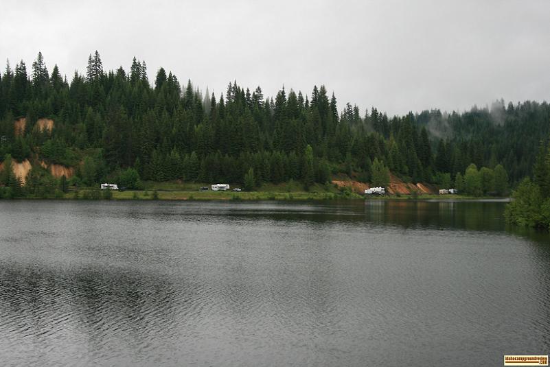 Shoreline camping area on elk creek reservoir