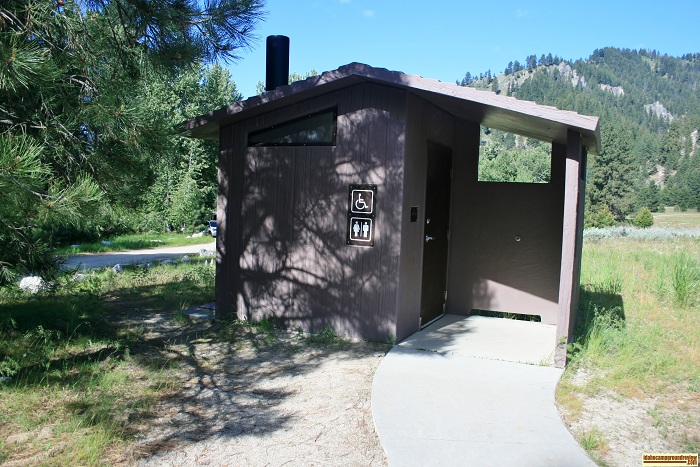 Elks Flat Campground Review, outhouse