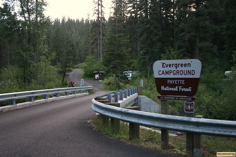 The entrance to Evergreen Campground North of Council, Idaho