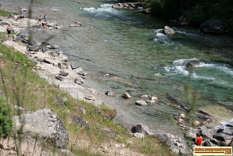 Campers play in the South Fork of the Payette River near Grandjean Campground.