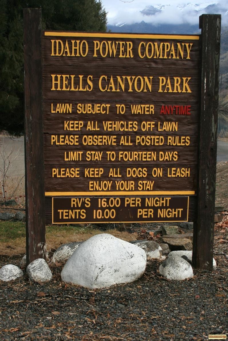 Hells Canyon Park Sign