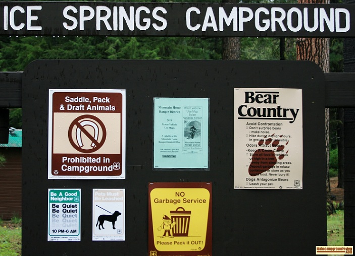 Ice Springs Campground north of Anderson Ranch Reservoir.