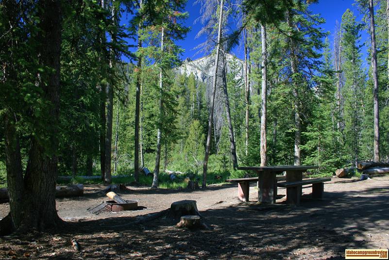 RV camping site inIron Creek Campground in the Sawtooth National Recreation Area.
