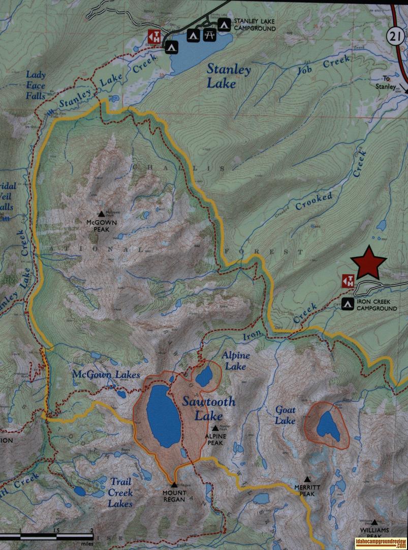 This is a portion of the map at the trailhead at Iron Creek Campground.