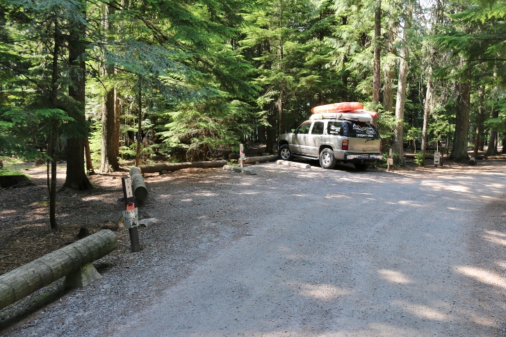 The campsites other than #106 are for tents only. You park here and pack your gear to the campsite.