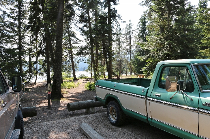 This is campsite 130. As you get past the volleyball court your site will be close to the lake and beach.
