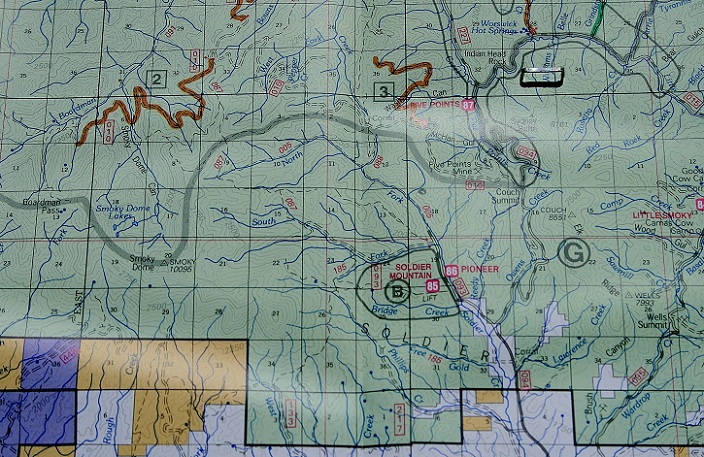 This map shows the area surrounding Pioneer Campground.