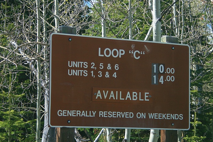 This is the sign at the entrance to Loop "C" in Porcupine Springs Campground.