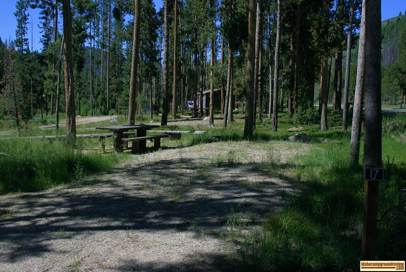 A camp site along Hwy 75 in Riverside Campground NE of Stanley, Idaho.