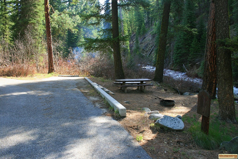 one of the camping sites along mores creek in ten mile campground