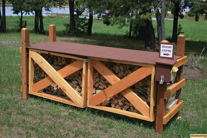 A picture of the firewood stand in West Mountain Campground