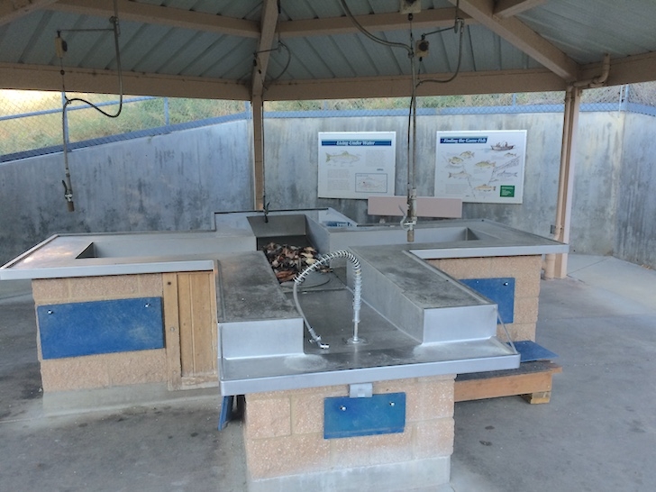 A picture of the fish cleaning station at the boat launch in Woodhead Park.