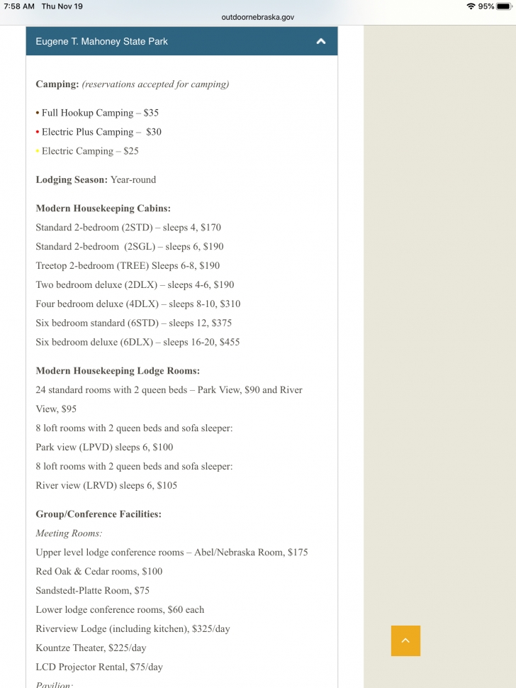 Camping at Eugene T Mahoney State Park in Nebraska