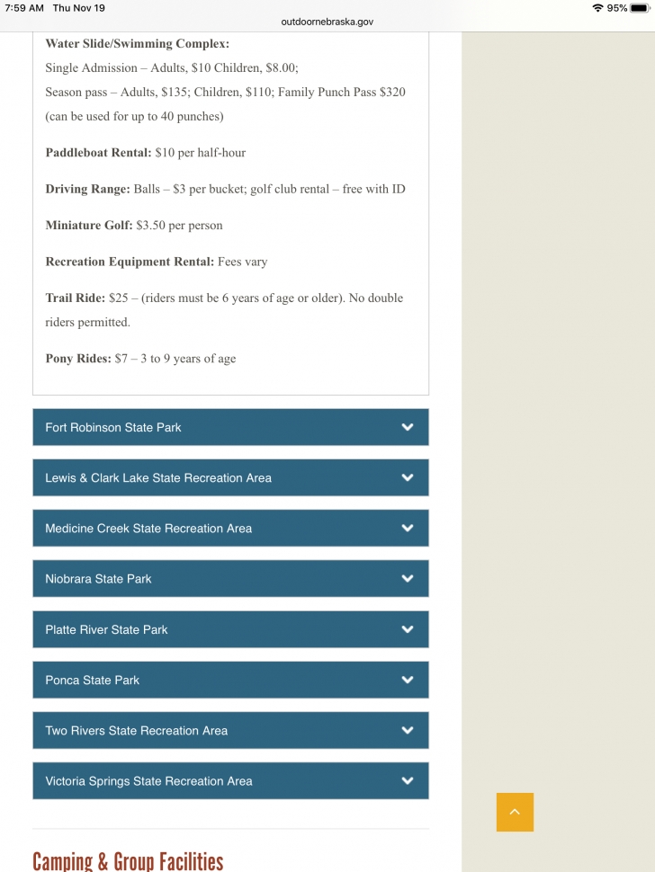 Camping at Eugene T Mahoney State Park in Nebraska