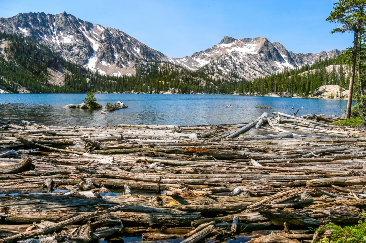 A picture of Imogene Lake with Imogene Peak on the far left.